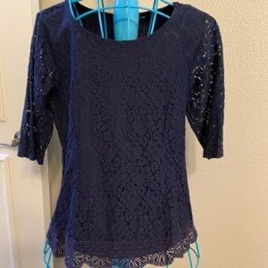 I Joah Blue Lace Front Top